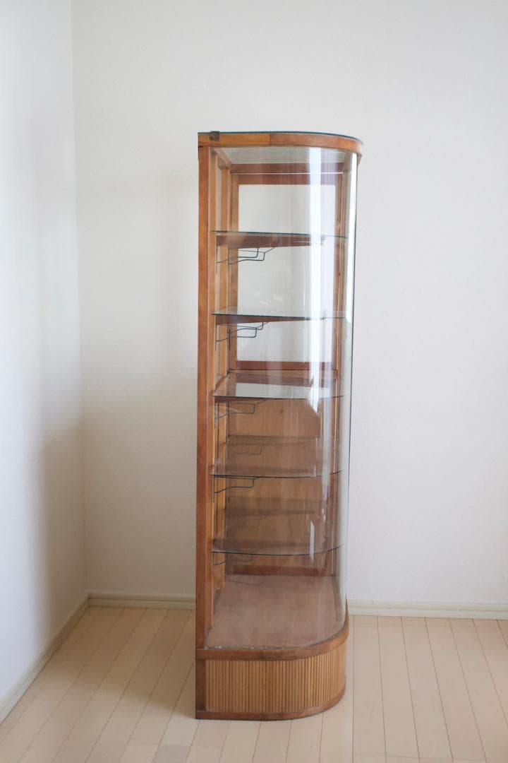 【 都内配達限定 送料込み】R型 ガラスケース ヴィンテージ 什器 飾り棚