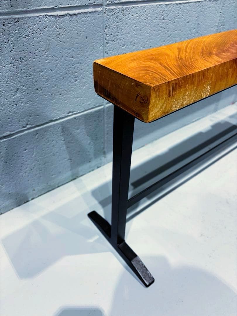 欅材アイアンシェルフ　観葉植物置き台　コーヒーテーブル　ナイトテーブル