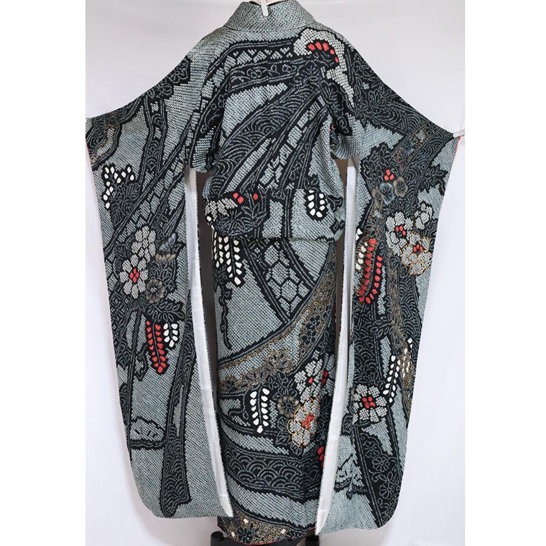 人気総絞り！振袖6点セット■丈168.5cm帯新品帯締めフルセット成人式NI27