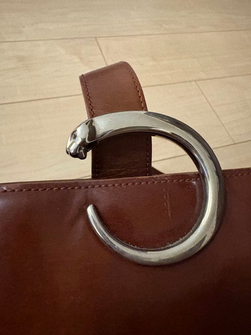 ⭐︎さばです カルティエ ブラウンレザーワンショルダーバッグ シルバーリング