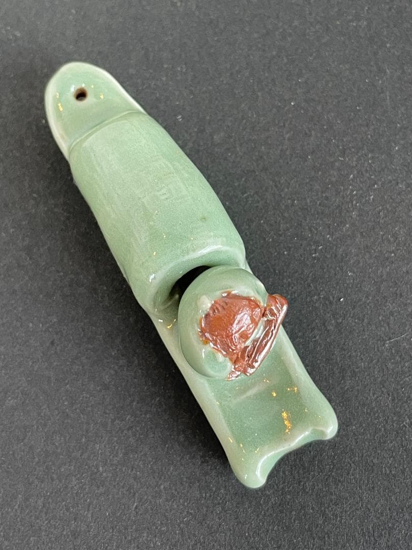 七官 青磁 豆人形 舟上人物式 香炉 香合 唐船 銘有 共箱 茶道具 トキヤロ