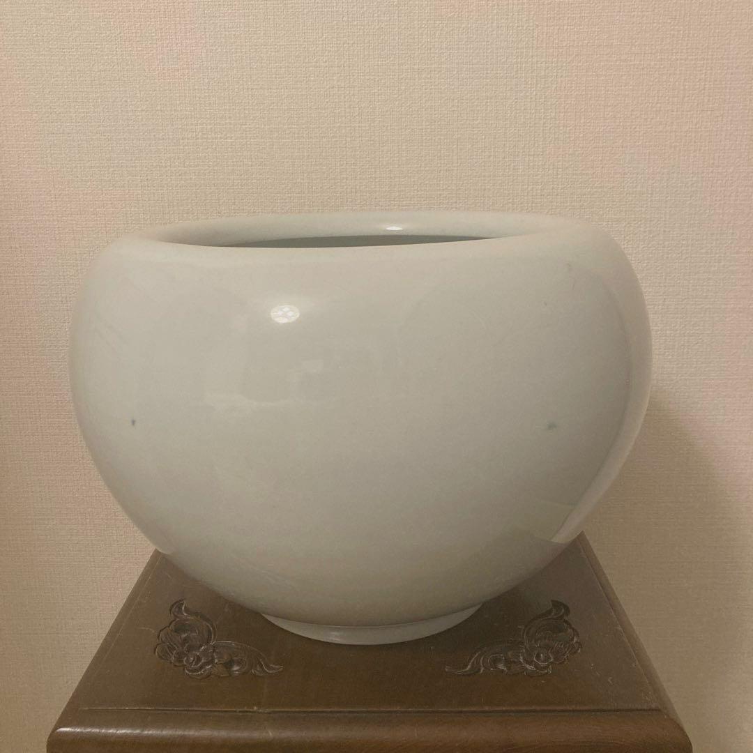 染付　火鉢　鶴　松