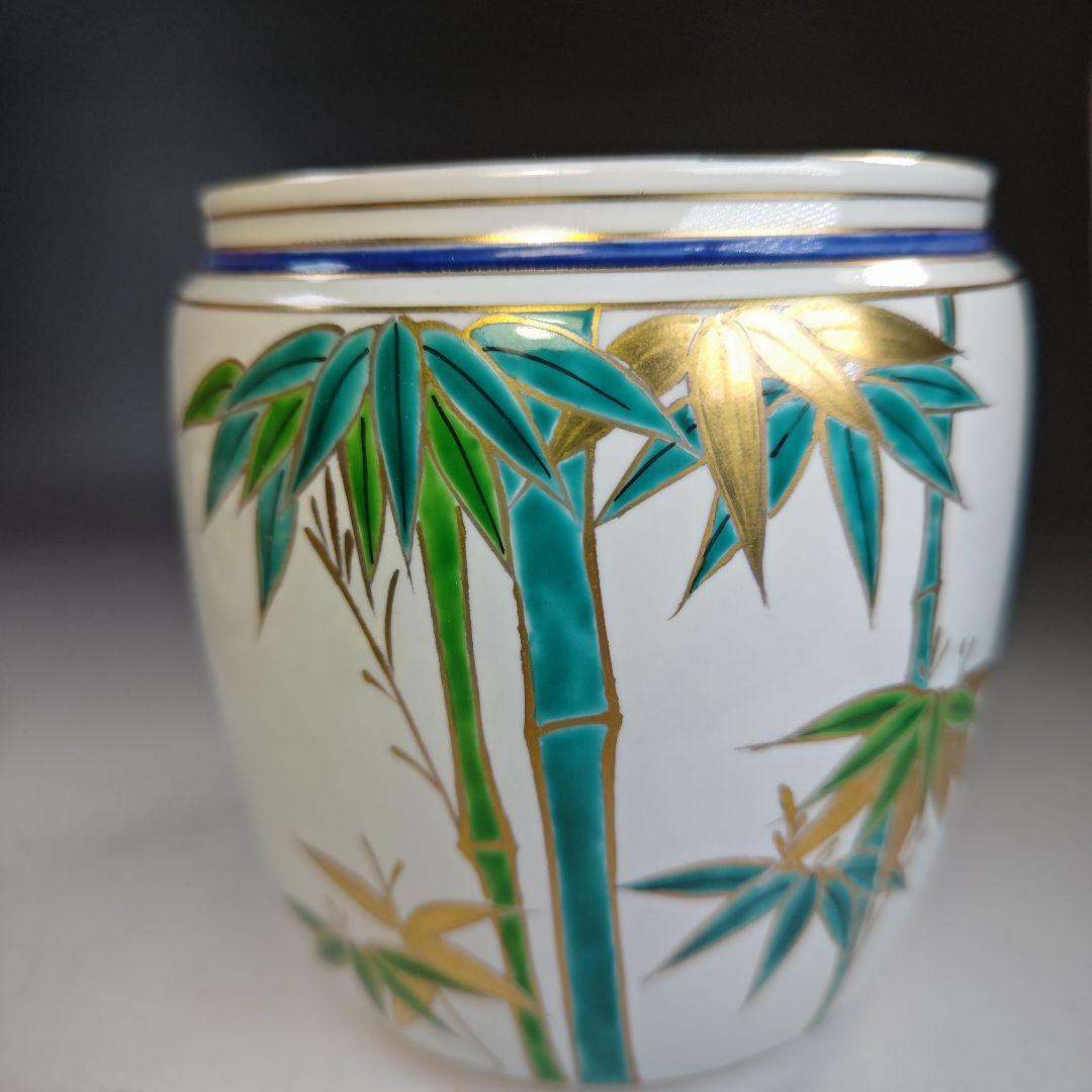 イ847 皆具『平安　景雲』『色絵竹文　台子皆具　共箱』水指　健水　蓋置　杓立