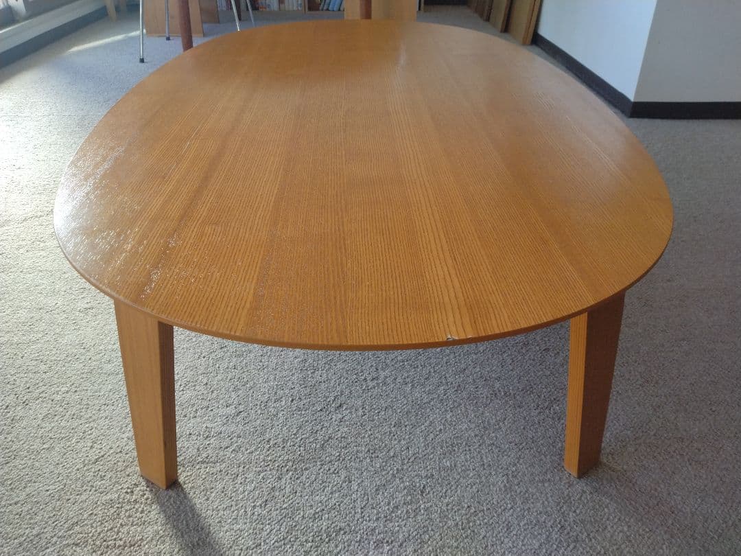 【訳あり】MUJI無印 オーク材楕円こたつ大ローテーブル机座卓センター