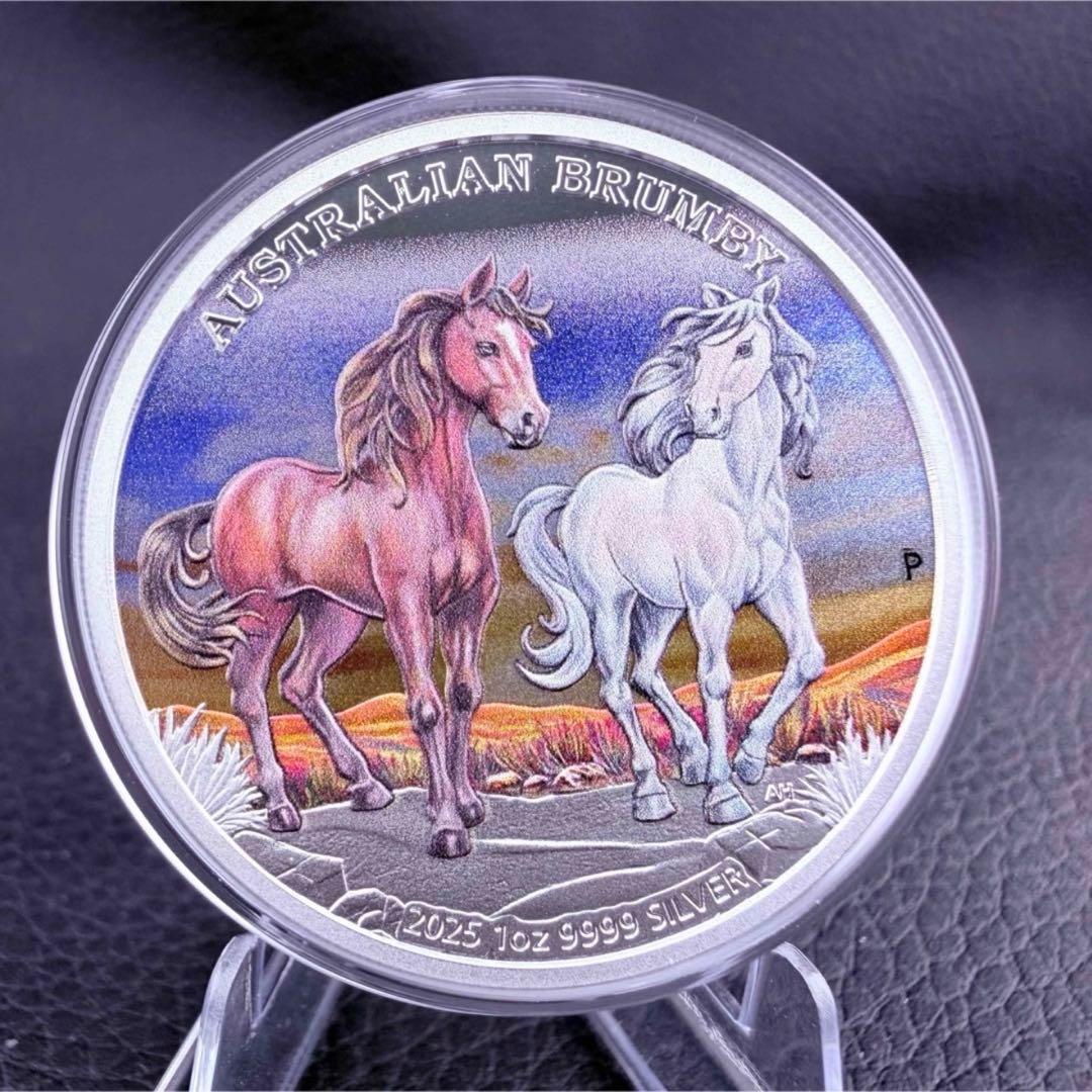銀貨 ブランビー 野生馬 カラー プルーフ 純銀 保証書 1500枚限定