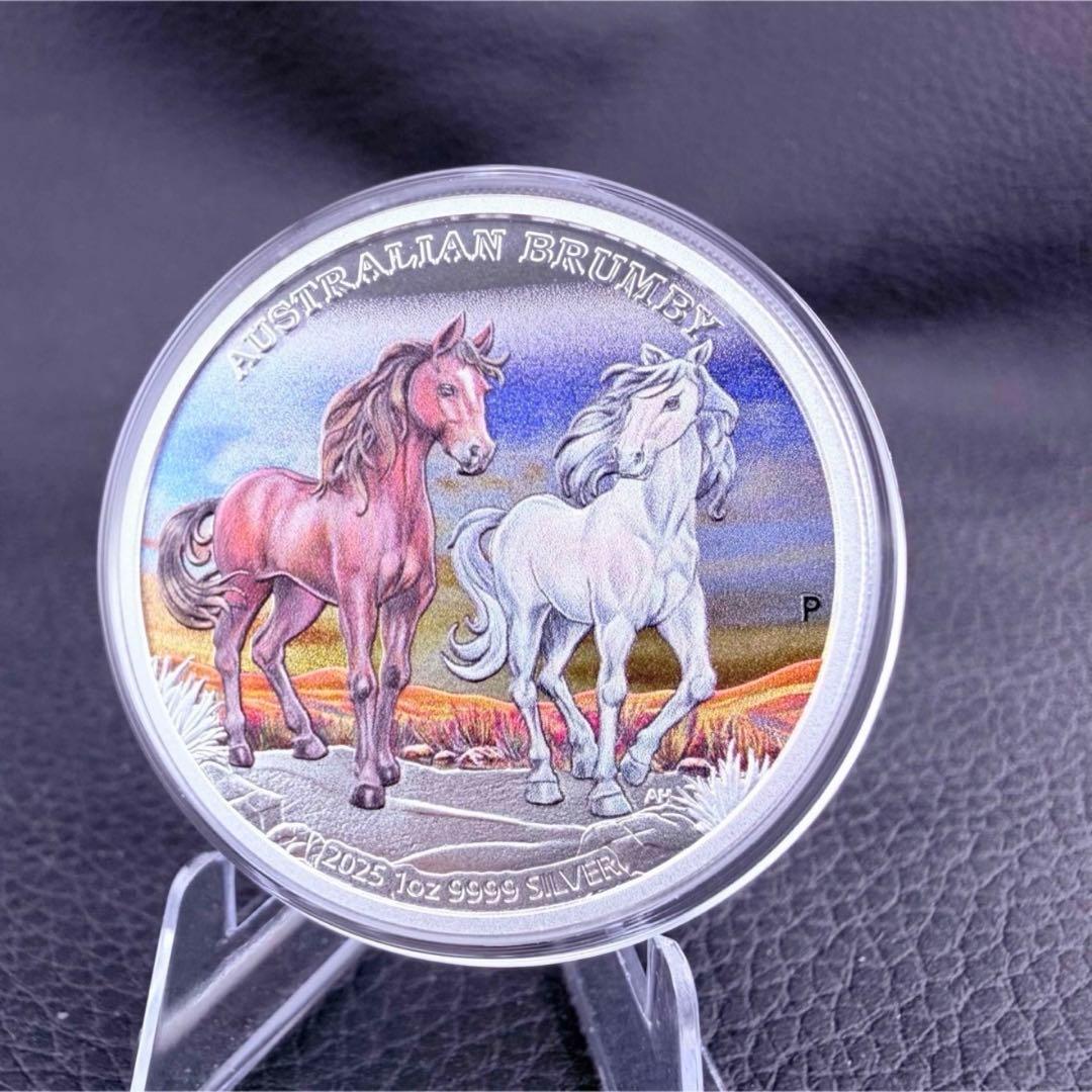 銀貨 ブランビー 野生馬 カラー プルーフ 純銀 保証書 1500枚限定