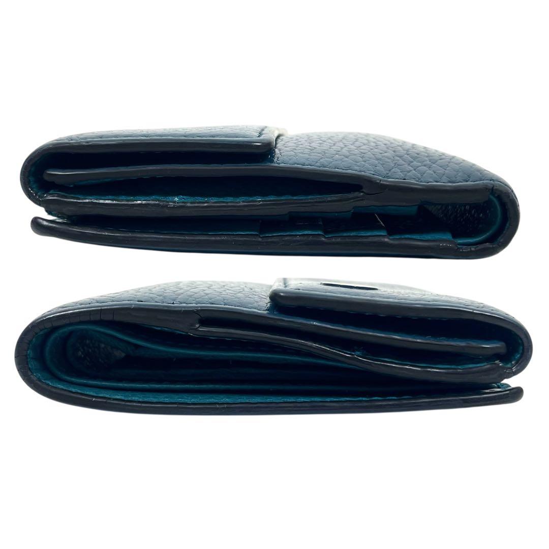 グッチ　インターロッキング　折り財布　ゴールドロゴ　コンパクト　レザー　極美品