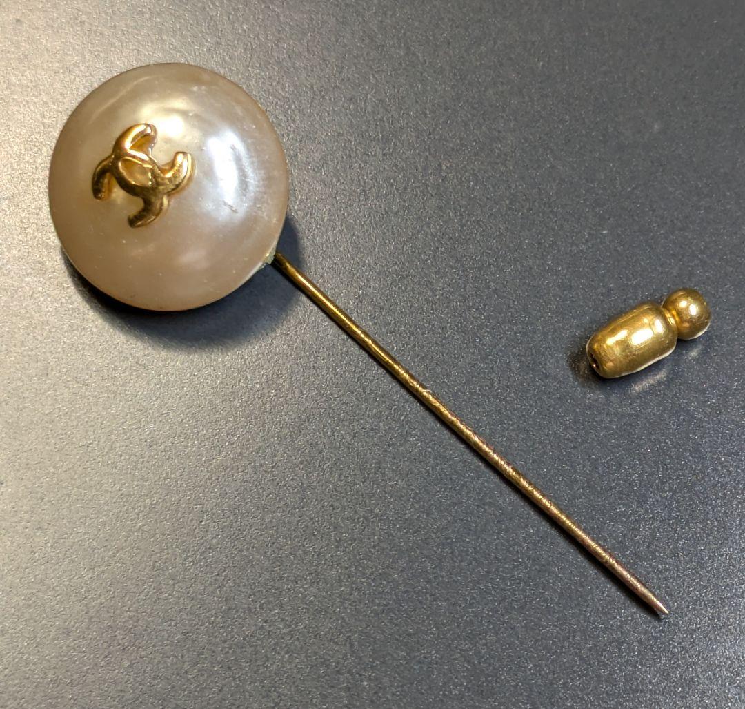 CHANEL シャネル　ココマーク　フェイクパール　ブローチ　ピン　ゴールド