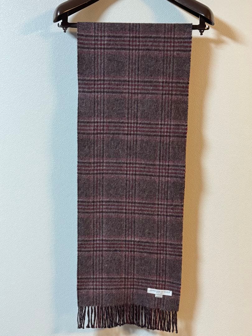 ジョンストンズ　カシミヤ　ダブルフェイス　グレー×ローズ