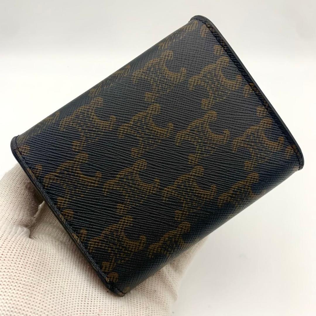 箱付き セリーヌ コンパクトウォレット 財布 トリオンフ フラップ 金具 総柄