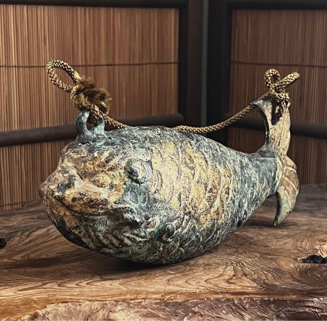 仏教美術 古青銅 鍍金 魚鼓 木魚 鳴物