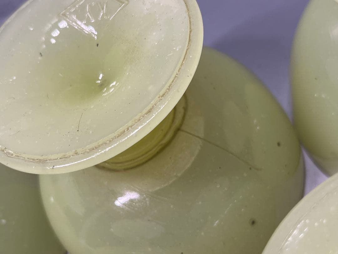 大正〜昭和初期　ウランガラス　氷コップ　5個　イエロー