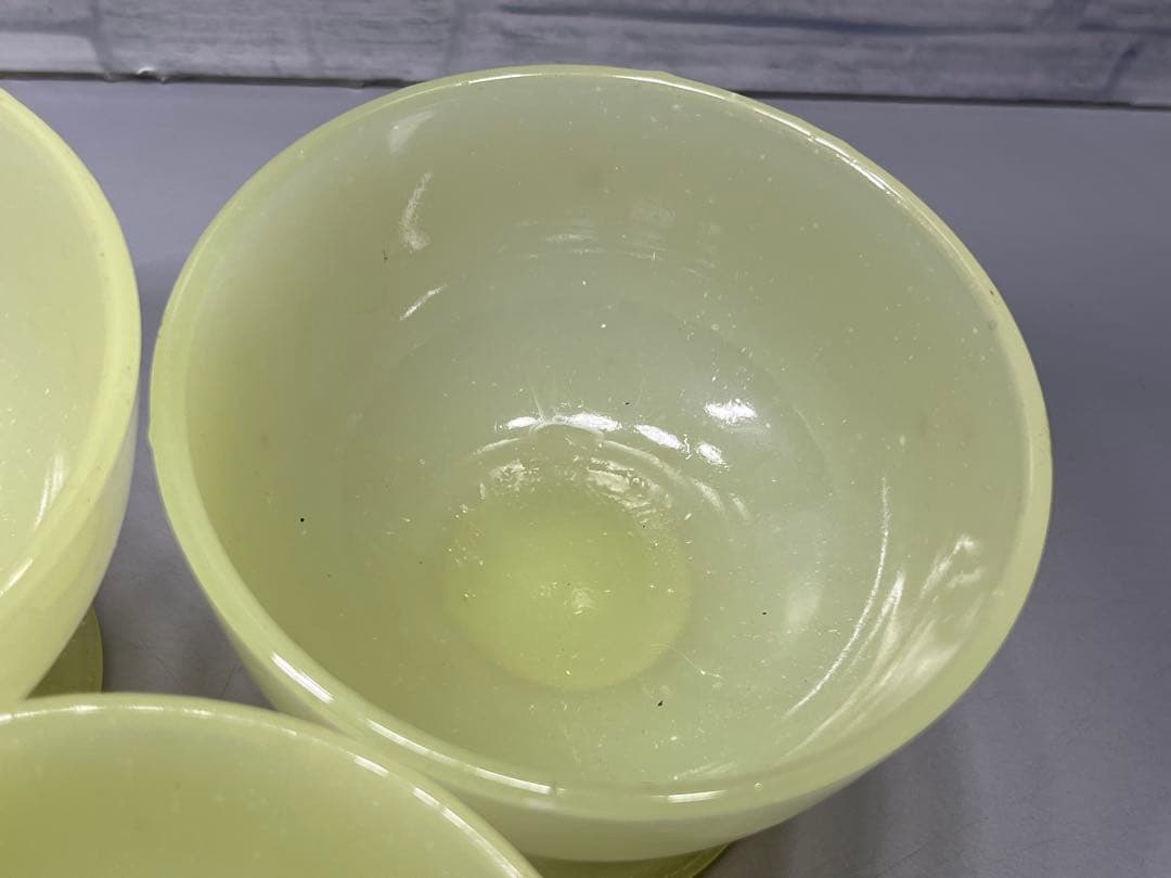 大正〜昭和初期　ウランガラス　氷コップ　5個　イエロー