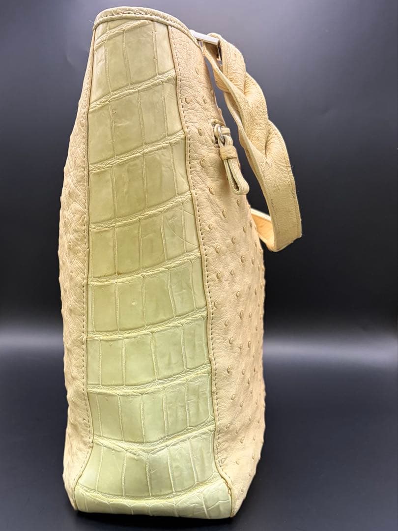 【希少色/レア】JRA公認 オーストリッチ クロコハンドバッグ日本製332
