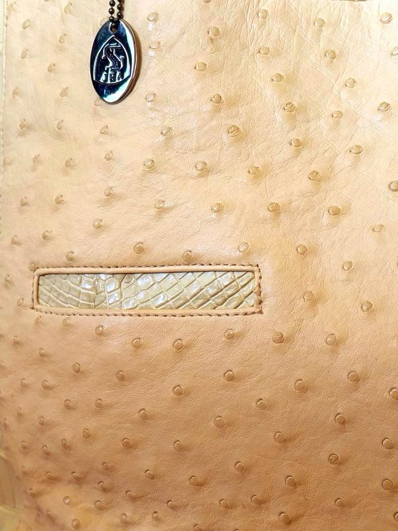 【希少色/レア】JRA公認 オーストリッチ クロコハンドバッグ日本製332