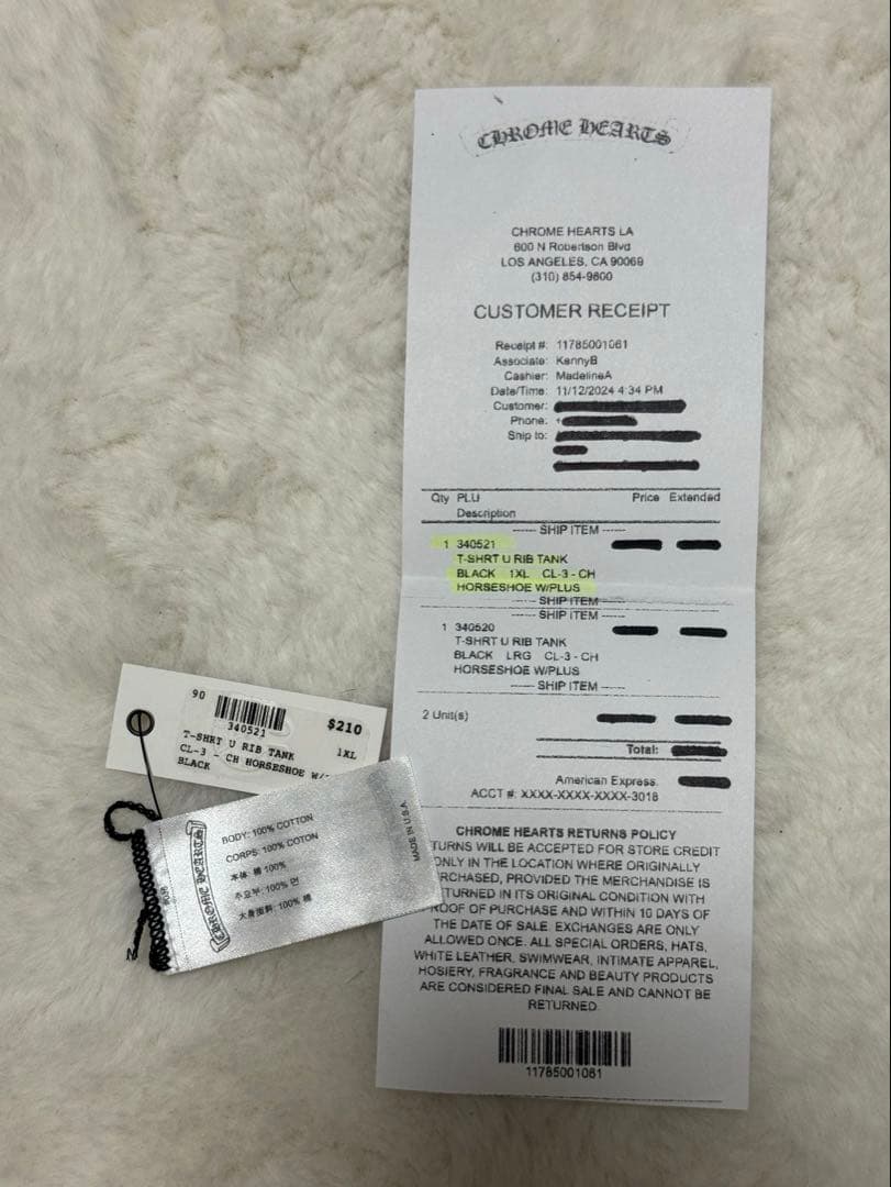大人気chrome heartsクロムハーツ新品タンクトップXLサイズ