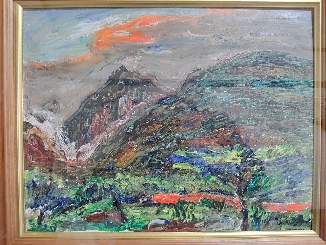 油彩画 小西安夫 エビー高原(韓国岳)