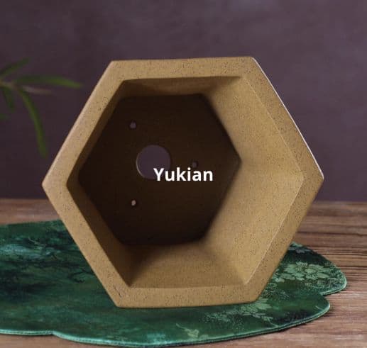 凹面六方鉢 盆栽鉢 植木鉢 小品盆栽鉢 大品盆栽鉢 台湾紫砂の鉢