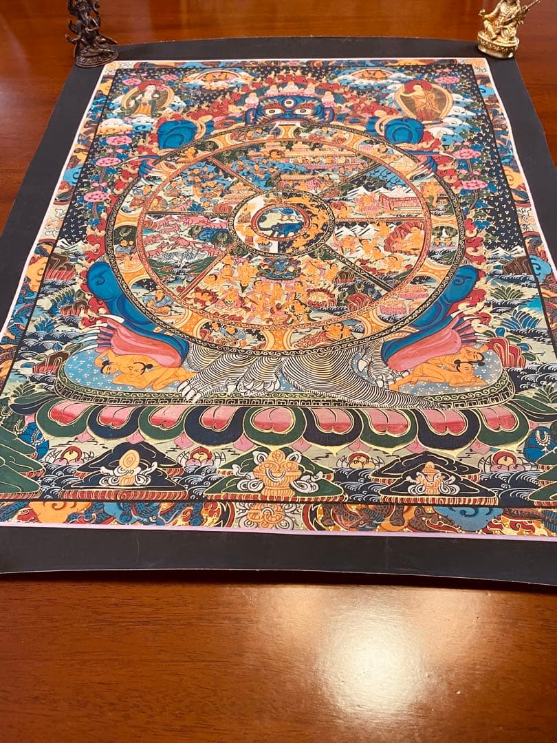 チベット密教 仏教 密教 新品 手描き　肉筆画 タンカ 曼荼羅 六道輪廻図 D1