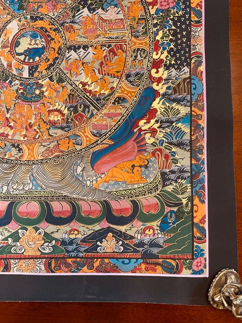 チベット密教 仏教 密教 新品 手描き　肉筆画 タンカ 曼荼羅 六道輪廻図 D1