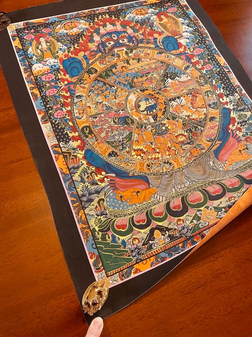 チベット密教 仏教 密教 新品 手描き　肉筆画 タンカ 曼荼羅 六道輪廻図 D1