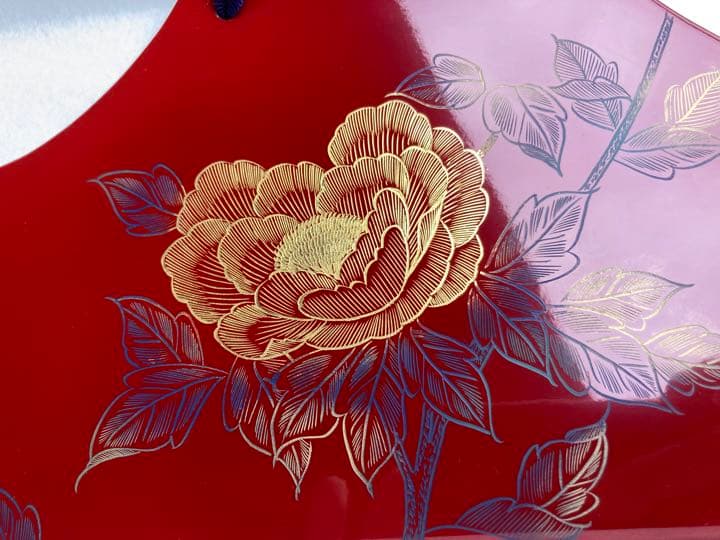 川連漆器　衣紋掛け　着物ハンガー　朱　うるし塗装　天然木　約80㎝