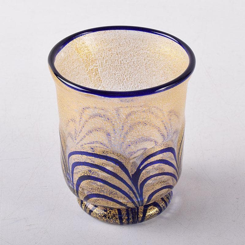 ガラス工芸　岩田久利作　盃　共箱　V　R8713