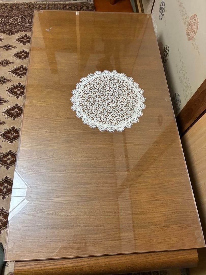 木目調 長方形テーブル 角丸デザイン