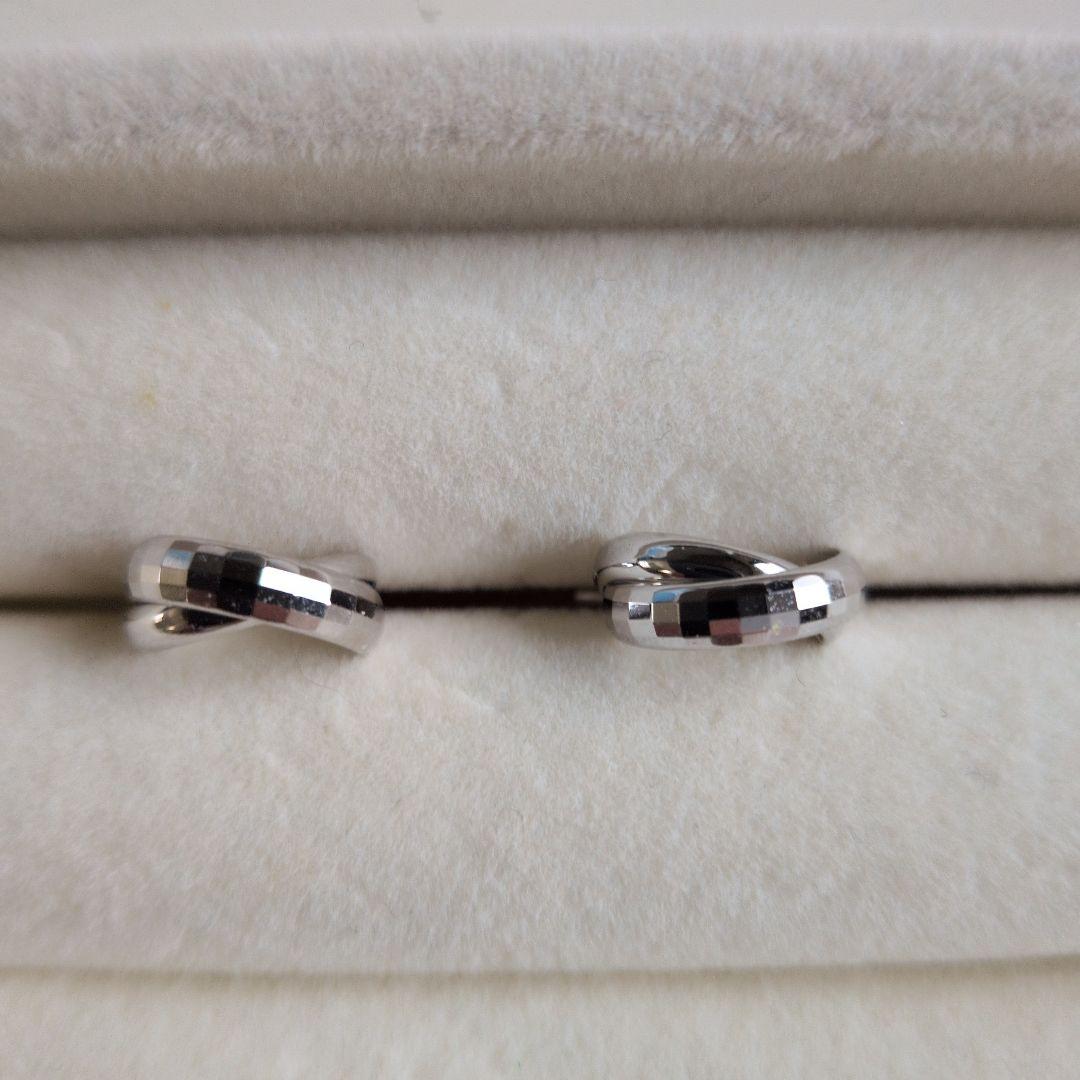 シルバー ヘキサゴナルカット フープピアス