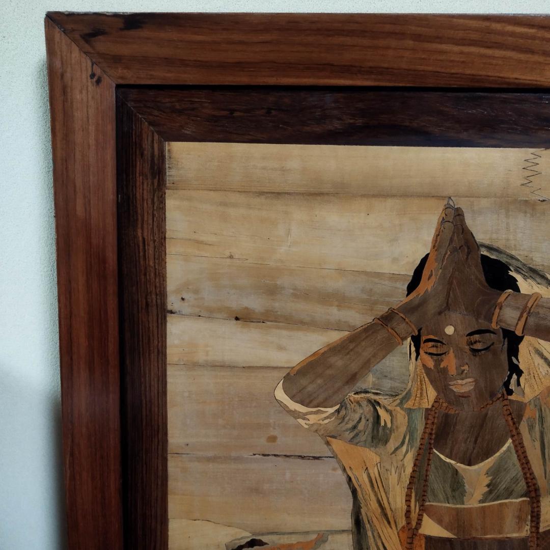 木象嵌　木製絵画　ビンテージ　54年