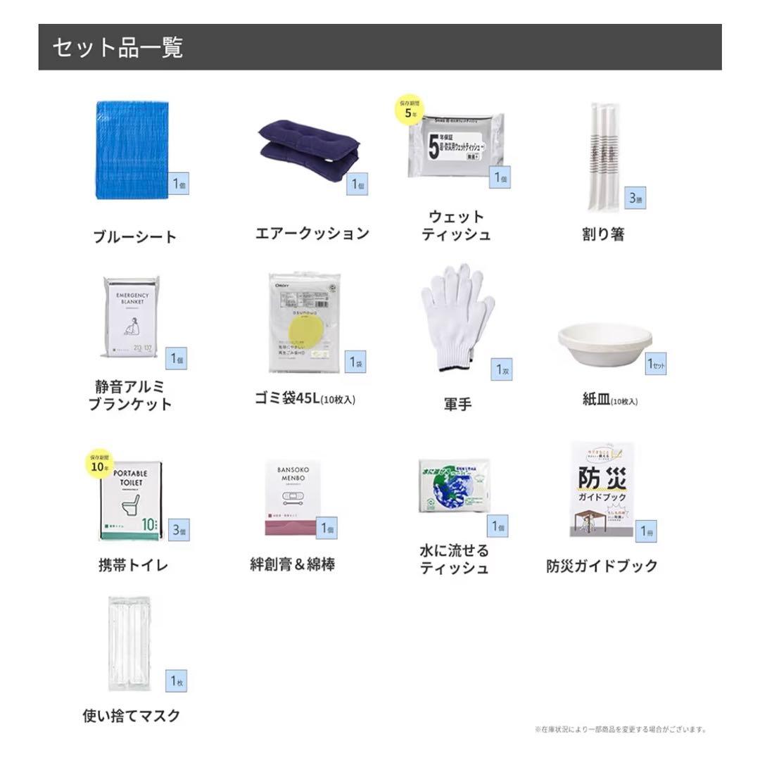 [新品・未使用] 非常用持ち出しセット 8-2000E 31点