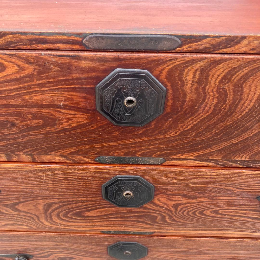 ② 昭和レトロ 古家具 大型 仙台箪笥 4段 引き出し時代箪笥 古家具ビンテージ