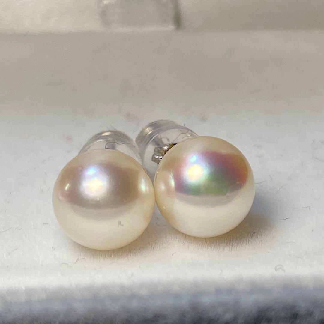 NONさま専用　　【8.2ミリ花珠】パールピアス　あこや真珠　最高級　プラチナ
