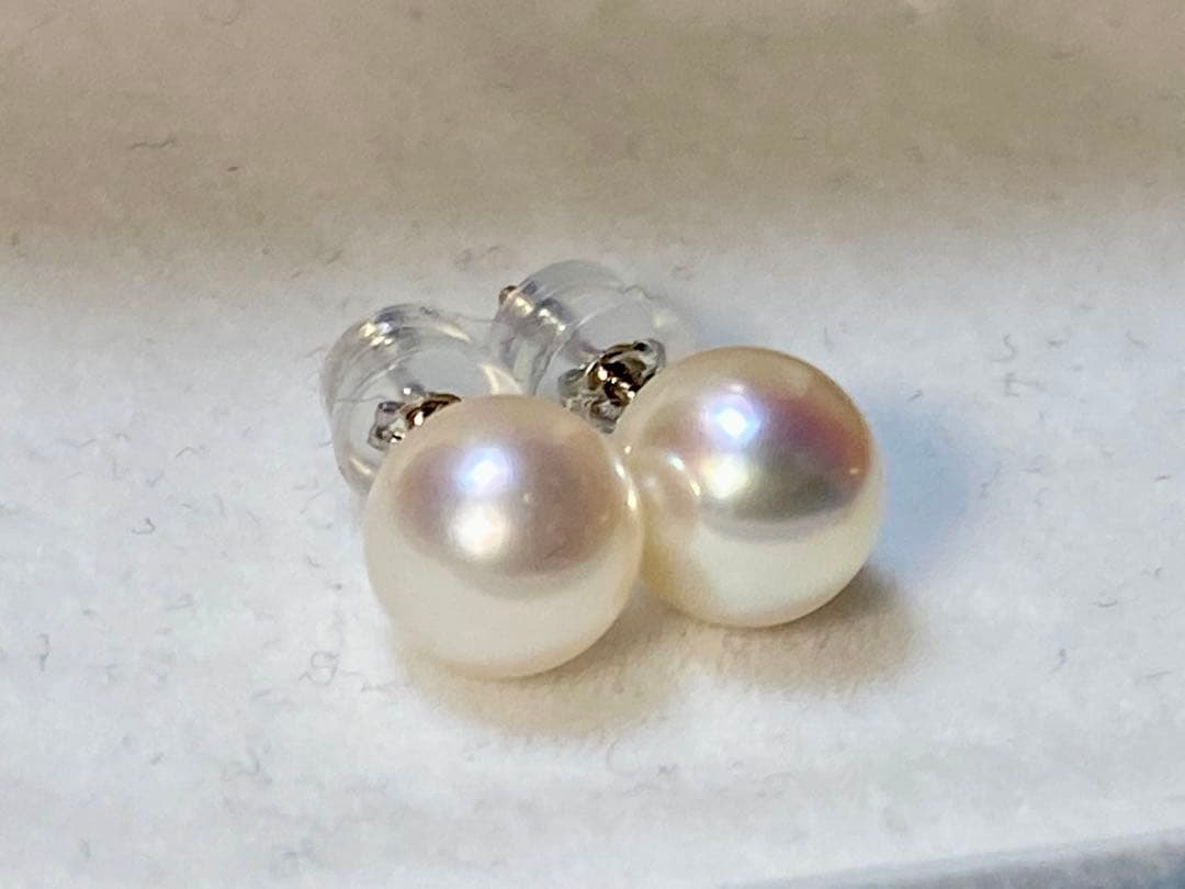 NONさま専用　　【8.2ミリ花珠】パールピアス　あこや真珠　最高級　プラチナ