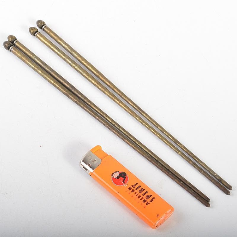 茶道具　黄銅　松笠頭　火箸　2組　時代箱付　C　6069