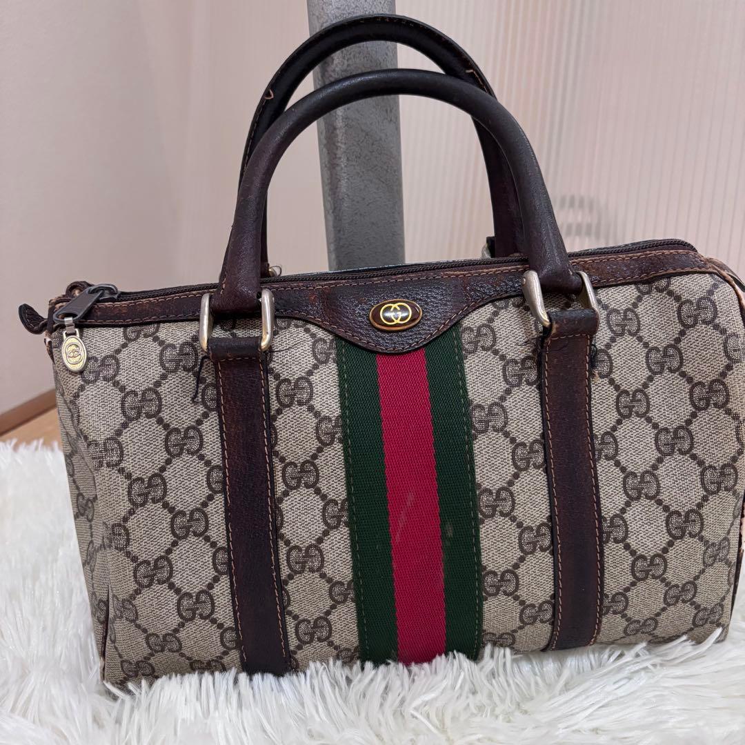 【GUCCI オールドグッチ】ミニボストン GG柄 シェリーライン
