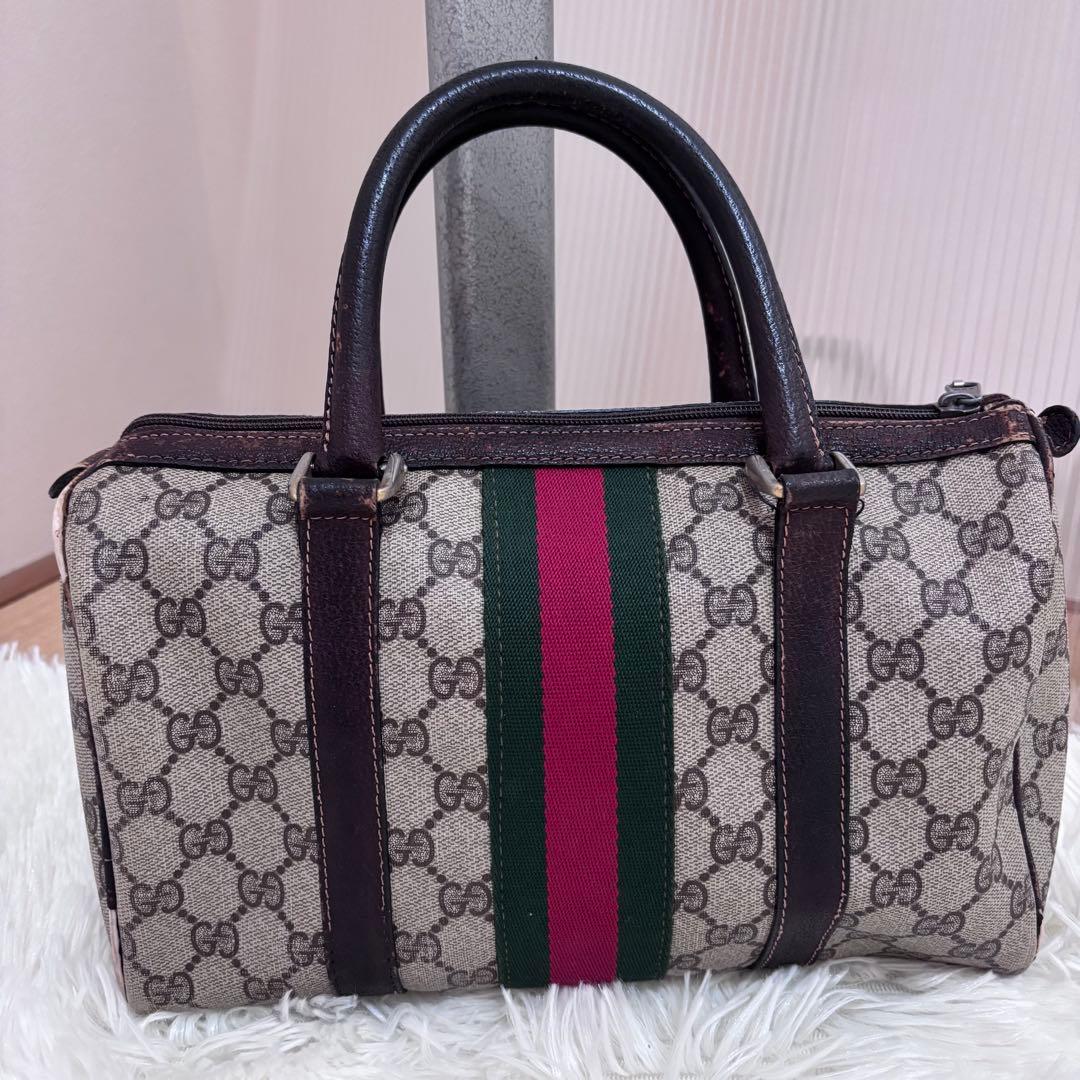 【GUCCI オールドグッチ】ミニボストン GG柄 シェリーライン
