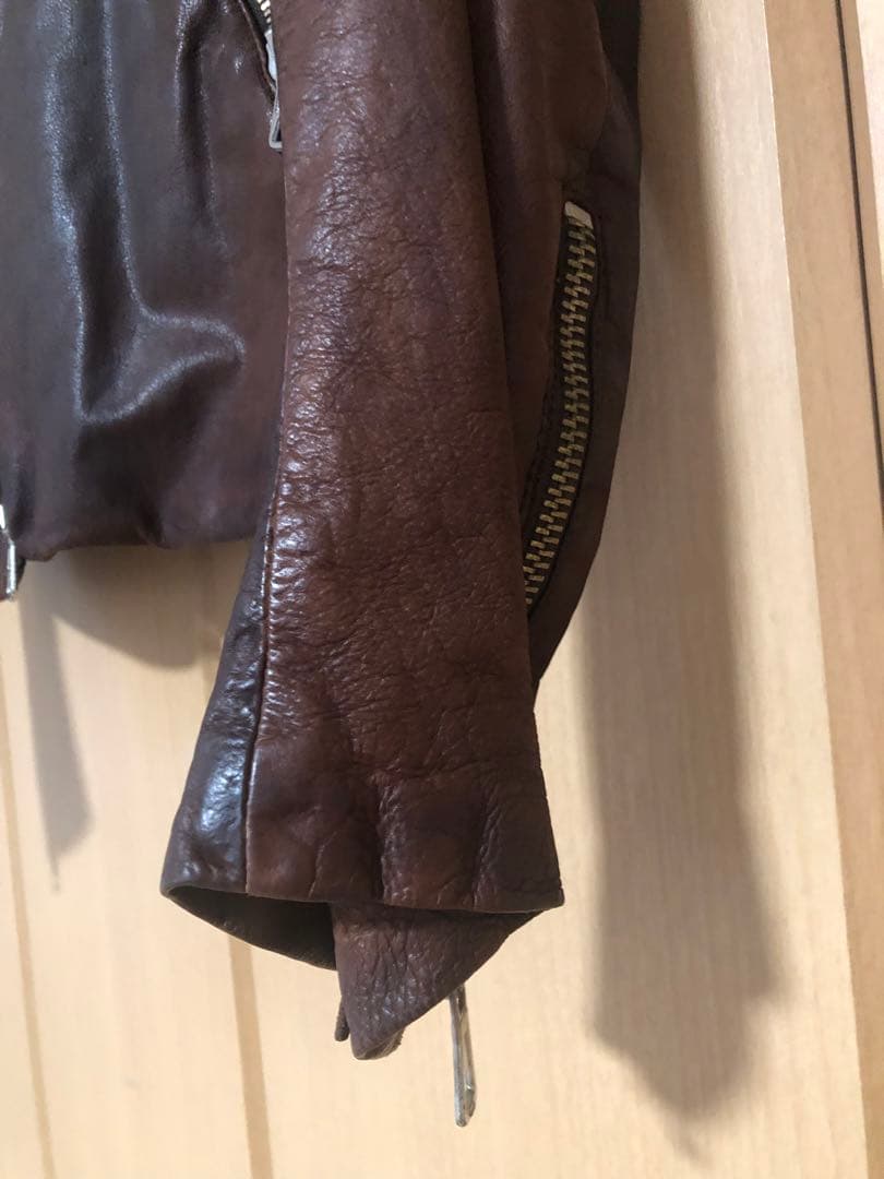 マルタン マルジェラ レザーシングルライダースジャケット 48