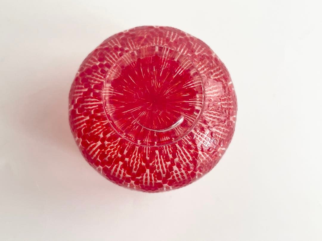 ガラス作家　江波冨士子　茜小紋　盃　酒器　硝子盃　小西潮　sake cup