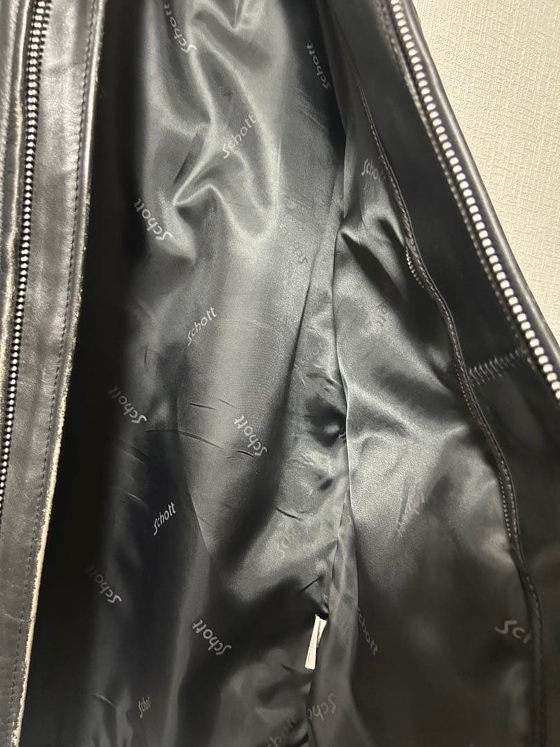 ライナー欠品　特価！ショットschottスタンド立ち襟シングル641黒38