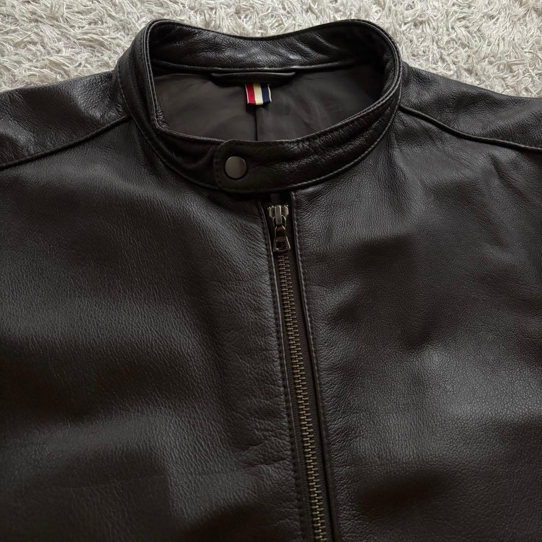 ★本革★ BEAMS HEART シングル ライダース 茶 ダブルジップ