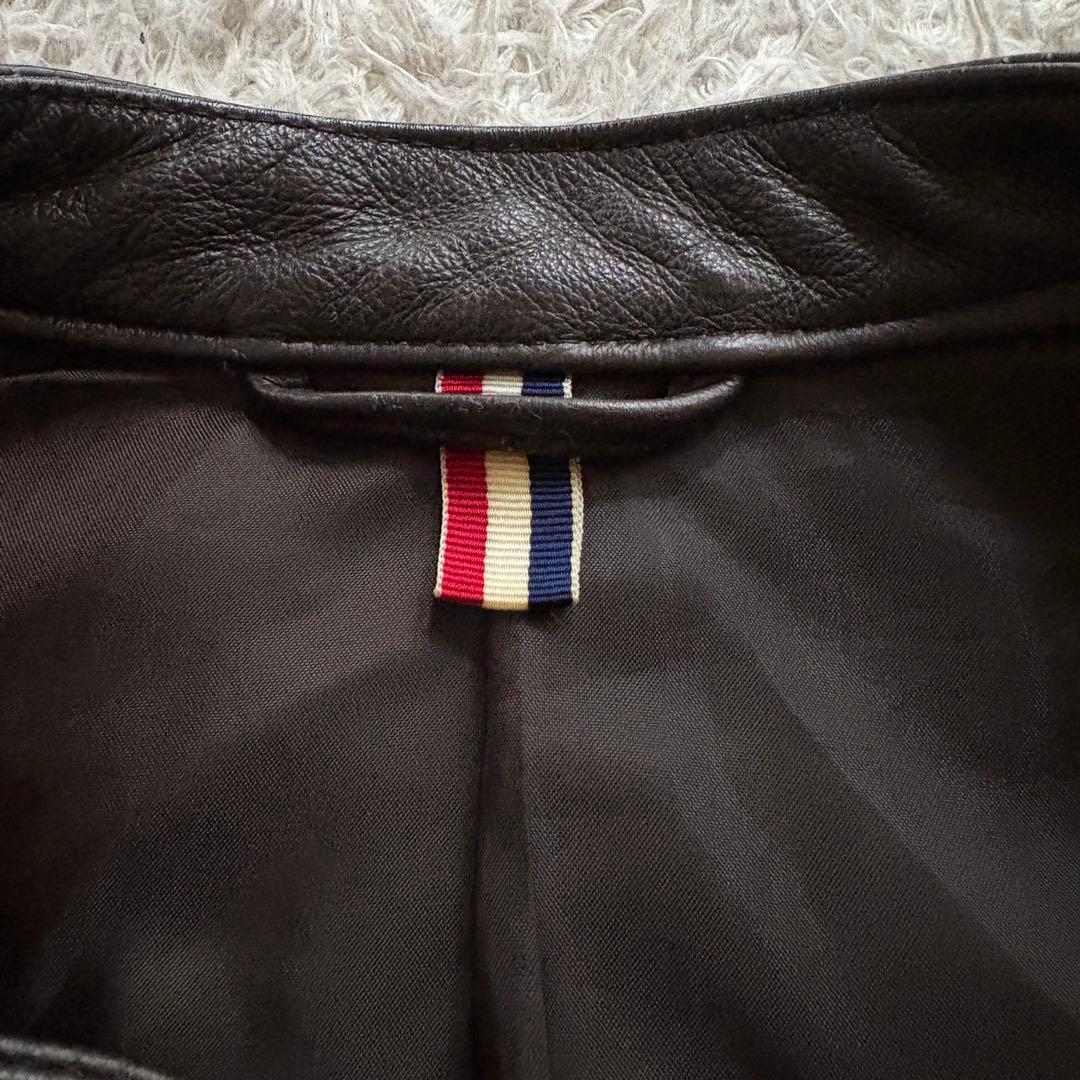 ★本革★ BEAMS HEART シングル ライダース 茶 ダブルジップ