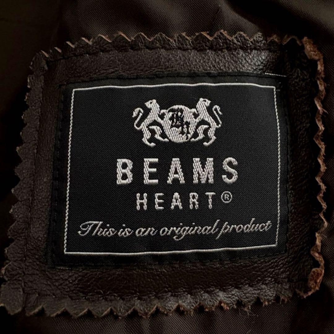 ★本革★ BEAMS HEART シングル ライダース 茶 ダブルジップ