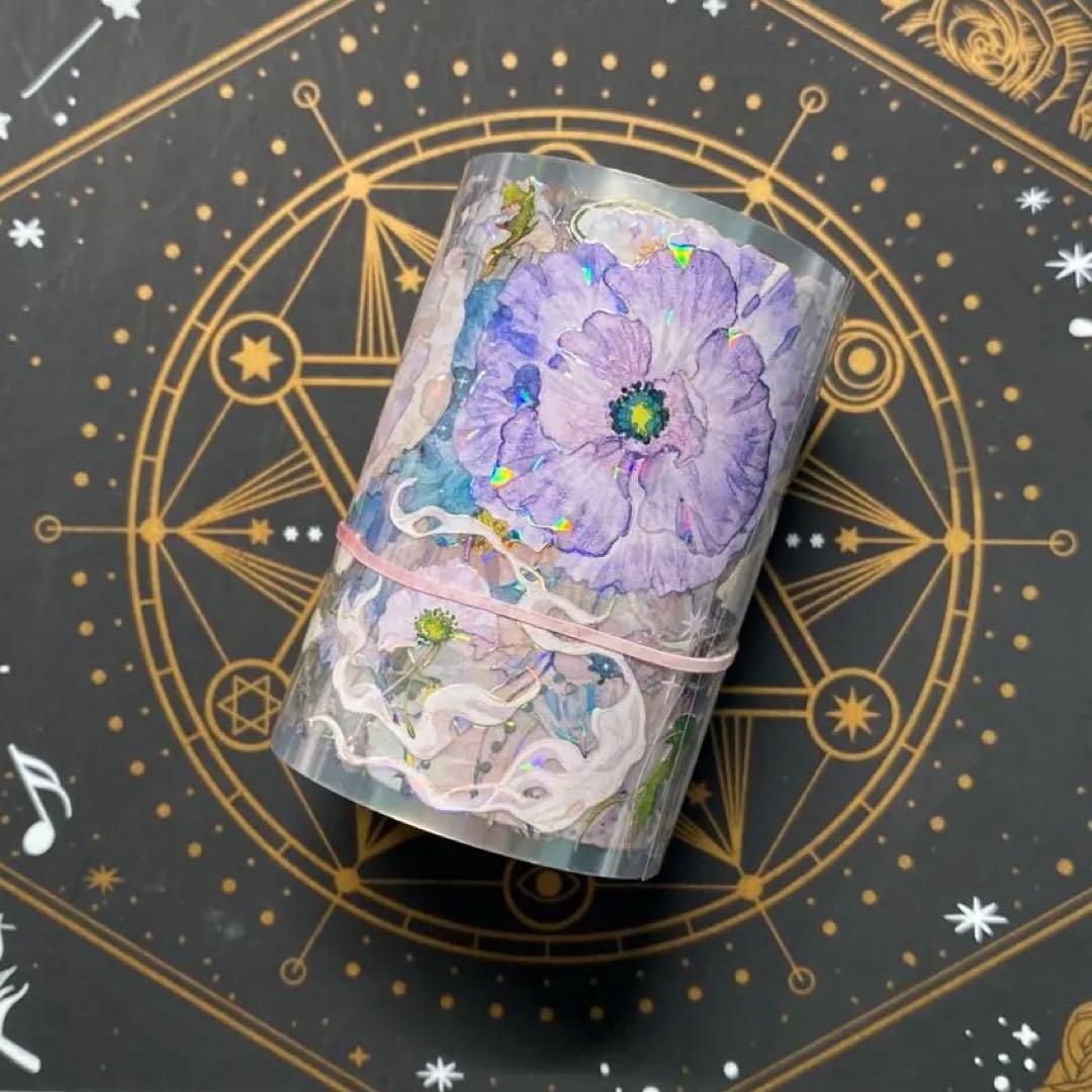 【9223】海外　マステ　中古巻　貝殻光マスキングテープ　お花系　ヒナゲシ