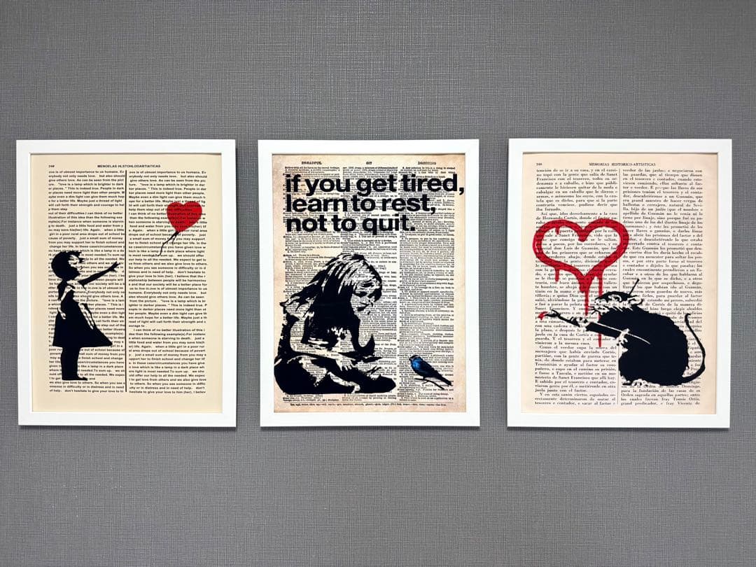 No.290フレーム付きキャンバスアート　ストリートアート　バンクシー　バスキア