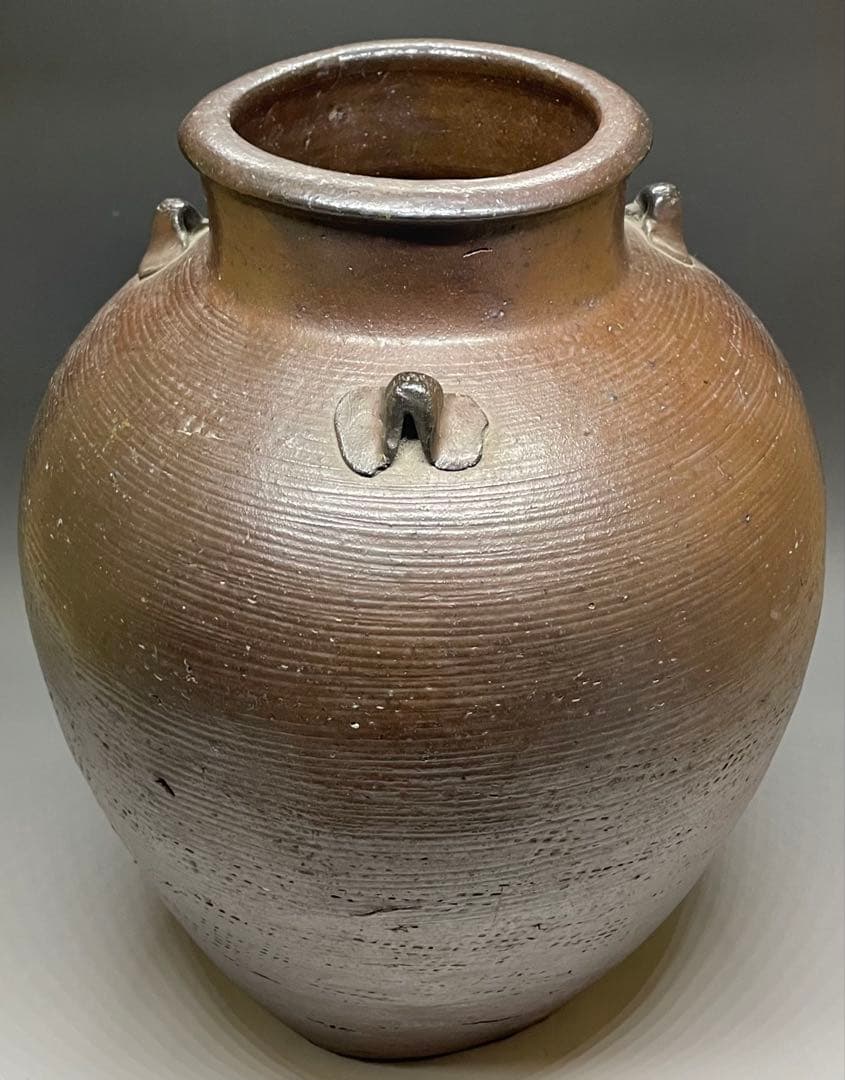 南蛮焼　古南蛮　南蛮壺　南蛮糸目三耳壺　特大36cm 　Y701