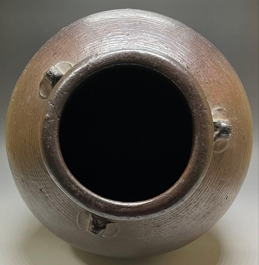 南蛮焼　古南蛮　南蛮壺　南蛮糸目三耳壺　特大36cm 　Y701