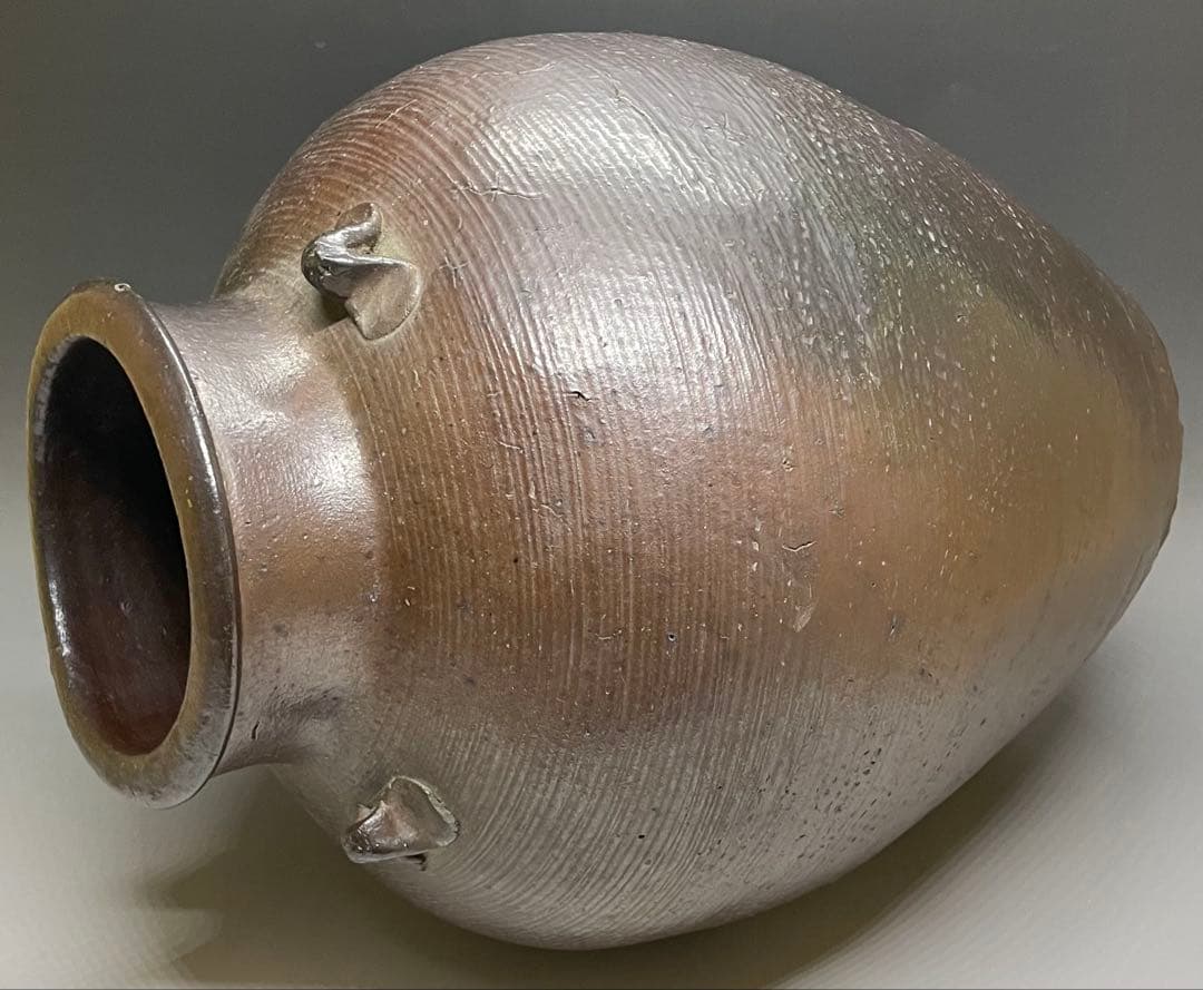 南蛮焼　古南蛮　南蛮壺　南蛮糸目三耳壺　特大36cm 　Y701
