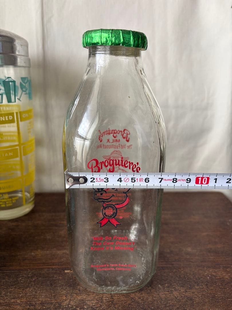 アメリカンビンテージBroqiere's Milk Bottle(キャップ付き)