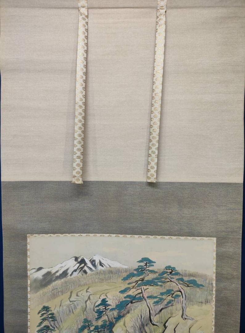 真作/藤谷雅春/春景図/山水図/布袋屋掛軸A-708